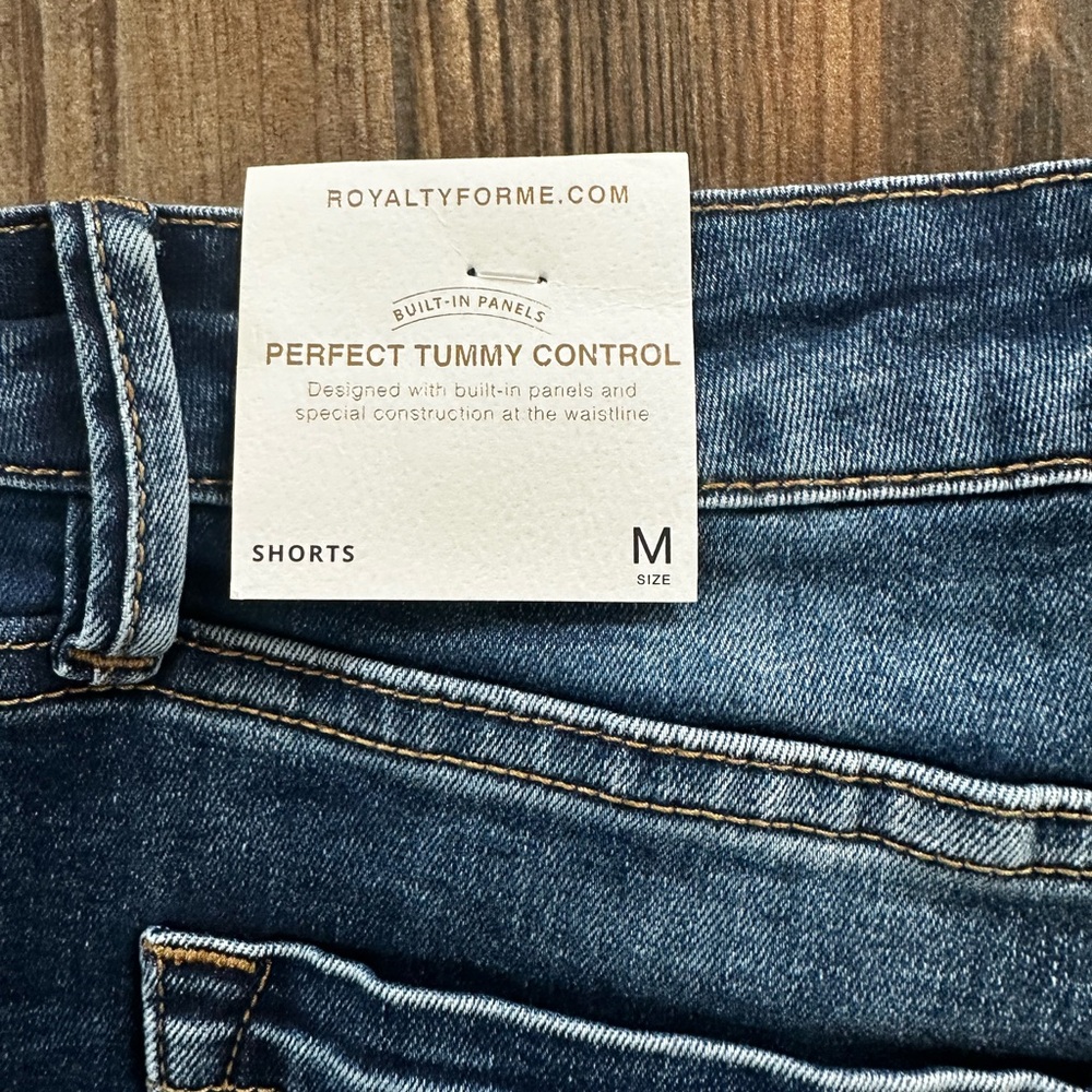 Royalty For Me Dark Blue Distressed Denim Blue Jean Shorts - Picture 6 of 16